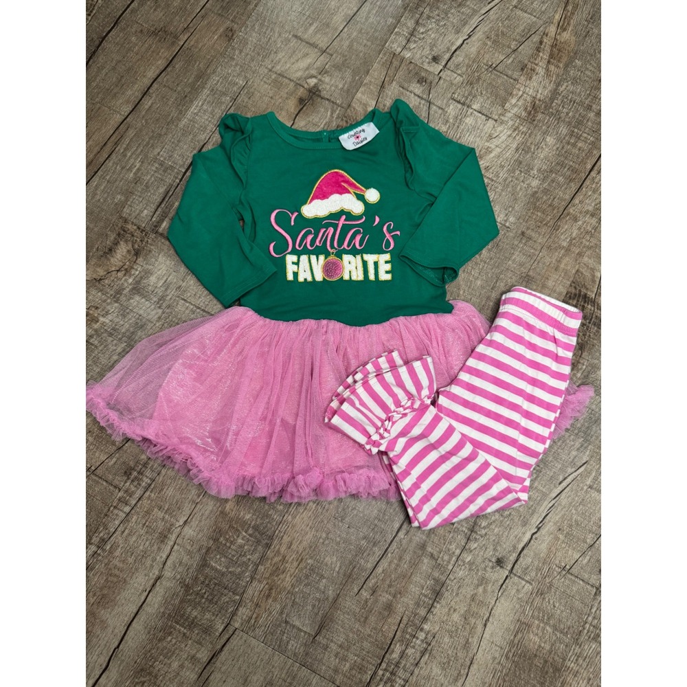 Counting Daisies Girls 2T Santa's Favorite Tutu Dress & Ruffle Leggings Set